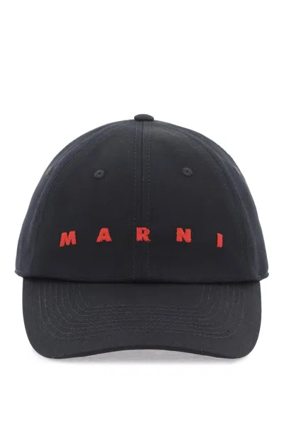 Marni Embroidered Logo Baseball Cap With In Black