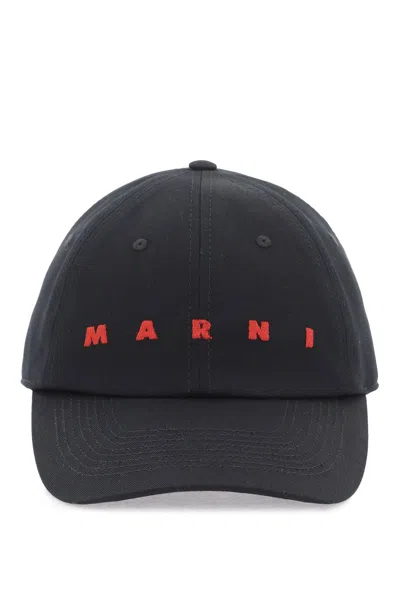 Marni Embroidered Logo Baseball Cap With Men In Black