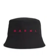 Marni Front Contrast Cotton Bucket Hat Stitched Brim In Black