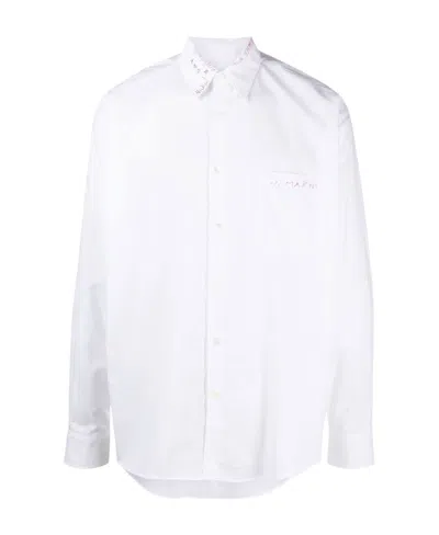 Marni Embroidered-logo Button-up Shirt In White