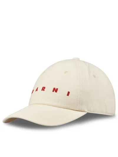 Marni Embroidered Logo Cap In Bone