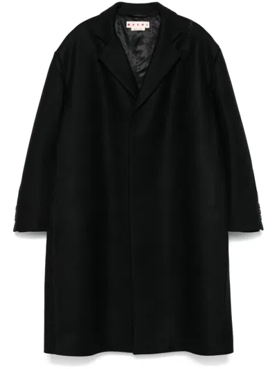 Marni Embroidered Logo Coat In Black  