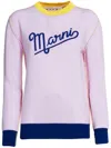 Marni Embroidered-logo Contrast-trim Jumper In Pink