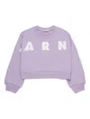 Marni Kids Purple Cotton Cropped Embroidered Logo Sweatshirt In Gray