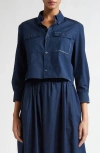 Marni Cropped Button Down In Light Navy