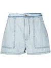 Marni Embroidered-logo Denim Shorts In Blau