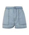 Marni Embroidered-logo Denim Shorts In Blue