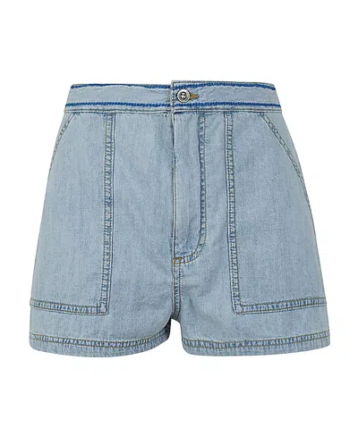 MARNI EMBROIDERED-LOGO DENIM SHORTS