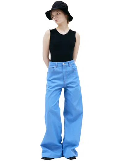 Marni Embroidered Logo Jeans In Blue