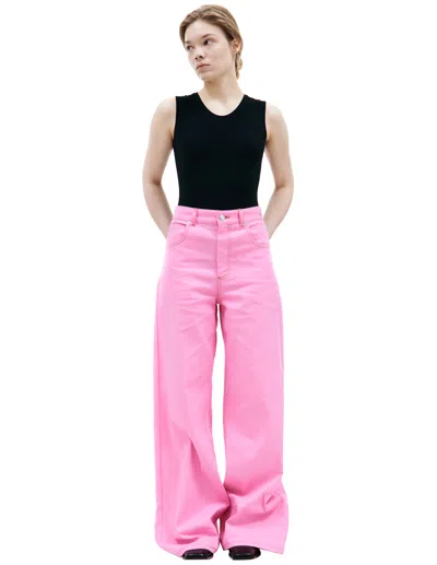 Marni Embroidered Logo Jeans In Pink
