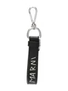 Marni Embroidered-logo Leather Keychain In Black