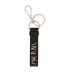 Marni Embroidered-logo Leather Keychain In Black