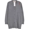 Marni Embroidered Logo Oversize Virgin Wool & Cashmere Cardigan In Grey