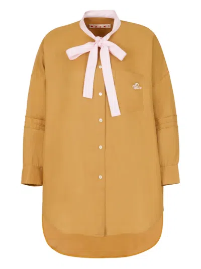 Marni Embroidered-logo Pocket Shirt In Yellow