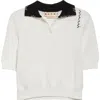 Marni Embroidered Logo Polo In Natural White