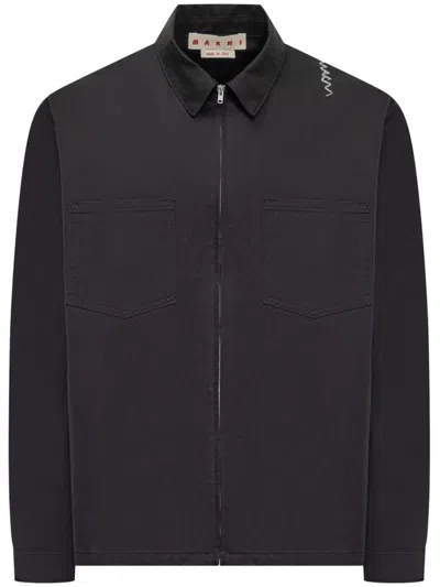 Marni Casual Jacket With Chest Pockets And Collared Design In Black