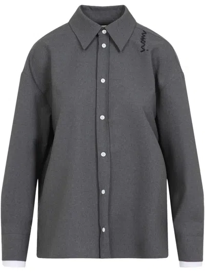 MARNI MARNI EMBROIDERED LOGO SHIRT