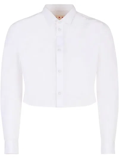 Marni Embroidered-logo Shirt In White
