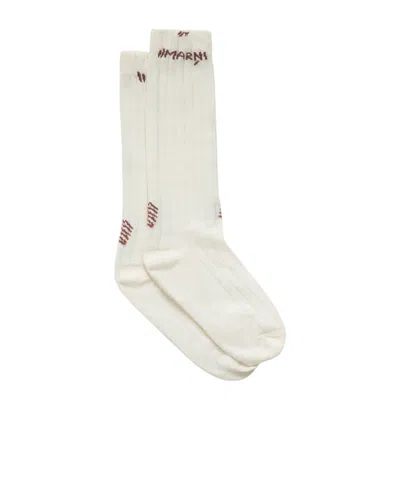 MARNI MARNI LOGO MENDED RIBBED SOCKS
