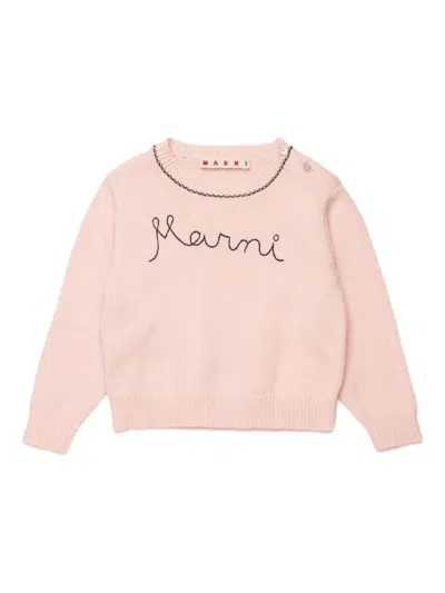 Marni Babies' Embroidered-logo Sweater In Pink