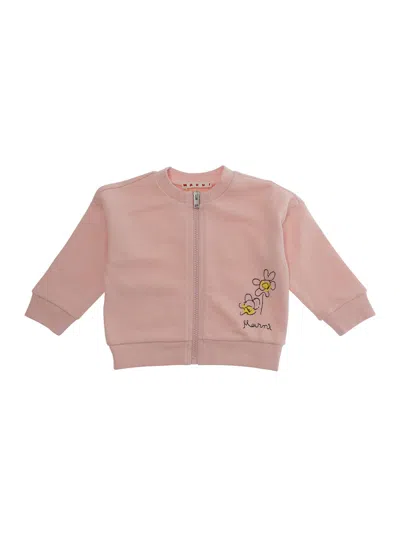 Marni Embroidered Logo Sweatshirt In Pink