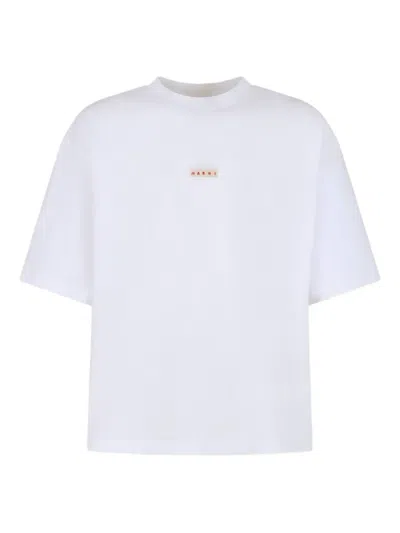 Marni Embroidered Logo T-shirt In White