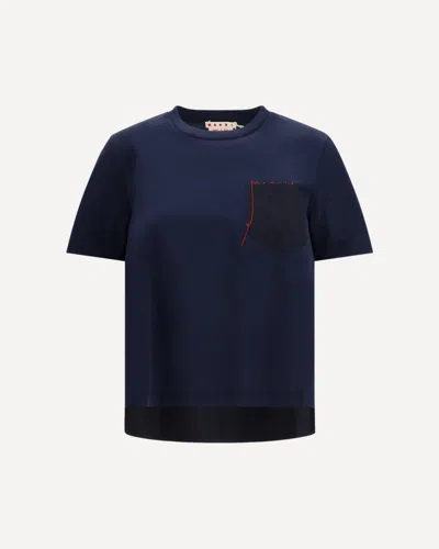 Marni Embroidered Logo T-shirt In Blue