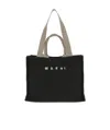 Marni Large Black Raffia Tote Bag In Black