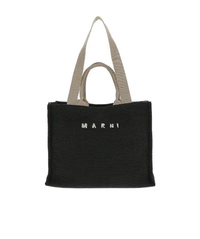Marni Large Black Raffia Tote Bag