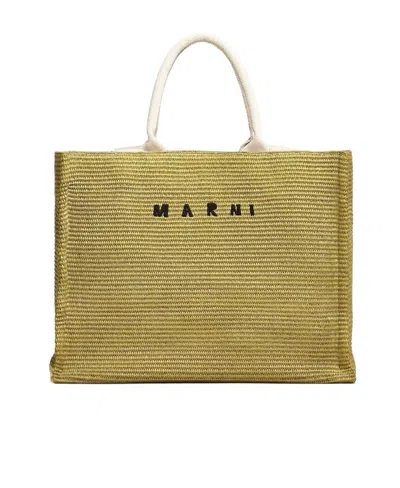 Marni Embroidered-logo Tote Bag In Nude