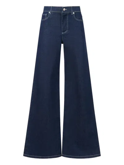 Marni Embroidered-logo Trousers In Blue