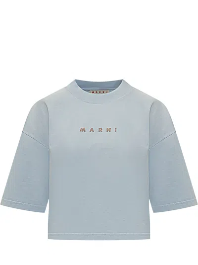 Marni Embroidered Logo T-shirt In Blue