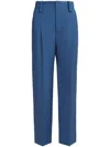 Marni High-waisted Wide-leg Trousers With Sharp Pleats In Blue