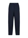 Marni Hand-stitch Logo Elastic-waist Straight-leg Ankle Trousers In Blue