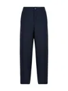 Marni Hand-stitch Logo Elastic-waist Straight-leg Ankle Trousers In Navy