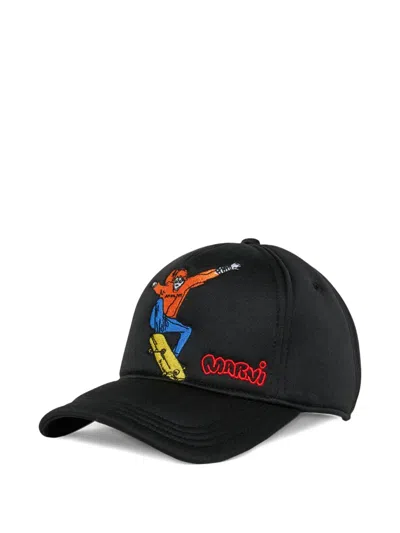 Marni Kids' Embroidered Logo-patch Cap In Multi