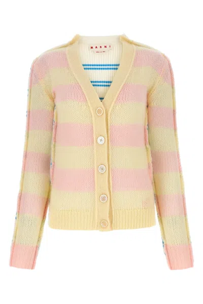 Marni Embroidered Mohair Blend And Wool Blend Cardigan In Neutral
