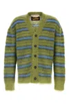 Marni Embroidered Mohair Blend Cardigan In Green