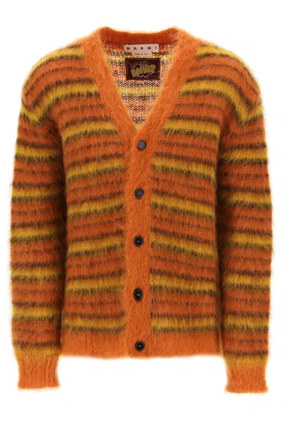 MARNI EMBROIDERED MOHAIR BLEND FUZZY-WUZZY CARDIGAN MARNI