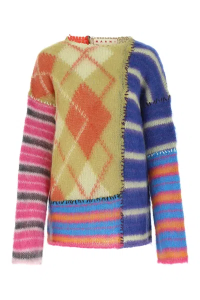 Marni Embroidered Mohair Blend Sweater In Ptx99