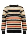Marni Crew Neck Mohair Blend Sweater With Striped Pattern In Winterwheat