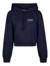 Marni Cropped Hoodie In Deep Navy With Distinctive Patch