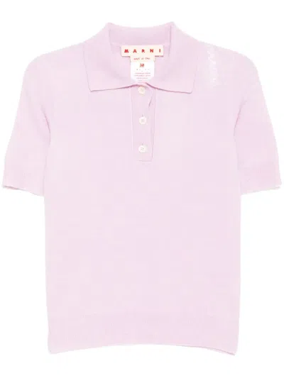 Marni Embroidered Polo Top In Pink
