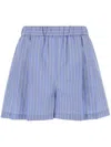 Marni Embroidered Poplin Shorts With Pleated Waistband In Blue