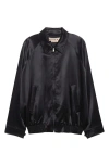 Marni Embroidered Satin Bomber Jacket In Black