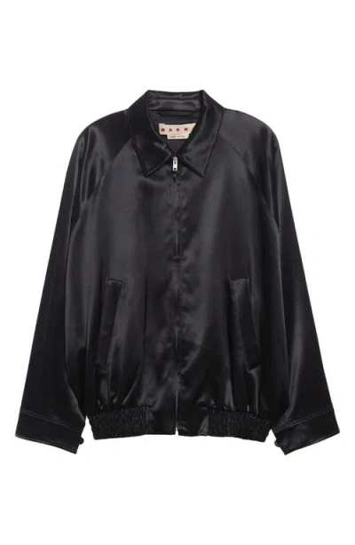 Marni Embroidered Satin Bomber Jacket