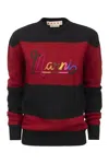MARNI EMBROIDERED SHETLAND WOOL SWEATER WITH STRIPED PATTERN