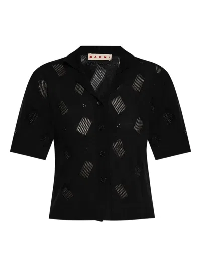 Marni Short-sleeved Knit Cardigan In Black