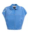Marni Light Blue Denim Vest With Patches In Blue