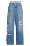 Marni 5 Pockets Denim Jeans With Embroidered Front In Blue